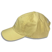 Load image into Gallery viewer, Seagrass Clothing Co. Mellow Yellow Chino Dad Hat with White Logo Side View
